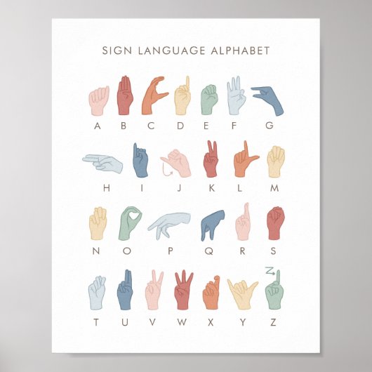 Rainbow American Sign Language ASL Poster (Vorne)