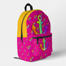 Rainbow Anchor Wiederholen Hot Pink Kids Bedruckter Rucksack