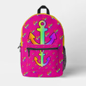 Rainbow Anchor Wiederholen Hot Pink Kids Bedruckter Rucksack (Vorderseite)