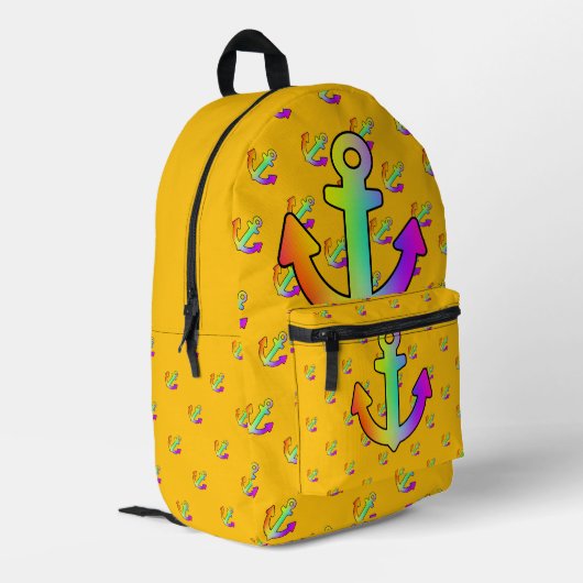 Rainbow Anchor Wiederholung gelber Kinder Bedruckter Rucksack (Rückseitige Ecke links)