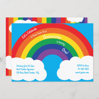 Rainbow and Clouds 1. Geburtstag Niedliche Einladu Einladung