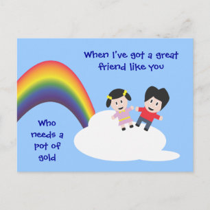 Rainbow and Clouds Friendship Postcard Postkarte