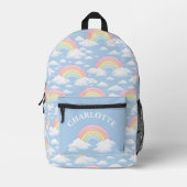 Rainbow and Clouds With Your Name Bedruckter Rucksack (Vorderseite)