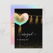 Rainbow and Gold and Black Birthday Party Einladun Einladung (Vorne/Hinten)