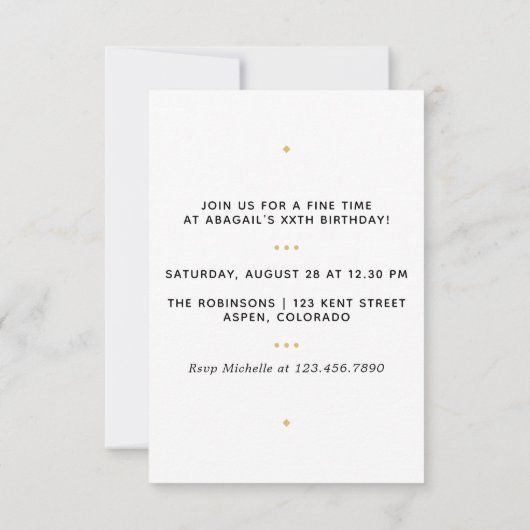 Rainbow and Gold and Black Birthday Party Einladung (Rückseite)