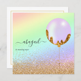 Rainbow and Gold and Pink Geburtstagsparty Einladu Einladung