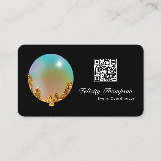 Rainbow and Gold Balloons Event Industry QR Code Visitenkarte (Vorderseite)