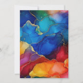 Rainbow and Gold Glitzer Alcohol Ink 21. Geburtsta Einladung (Rückseite)