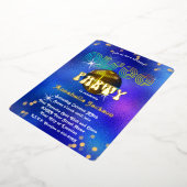 Rainbow and Gold on Funky Blue Disco Party Folieneinladung (Gedreht)