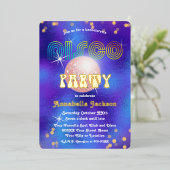 Rainbow and Gold on Funky Lila Disco Party Folieneinladung (Stehend vorne)