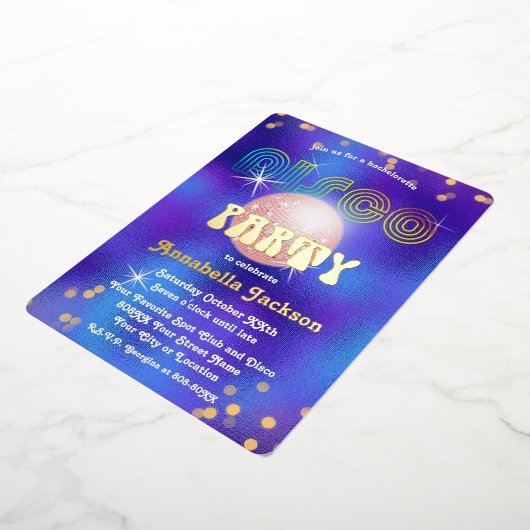 Rainbow and Gold on Funky Lila Disco Party Folieneinladung (Gedreht)