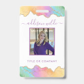 Rainbow and Gold Watercolor Agate Business Ausweis (Vorderseite)