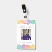 Rainbow and Gold Watercolor Agate Business Ausweis (Vorderseite mit Clip)