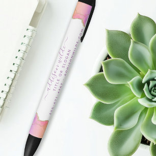 Rainbow and Gold Watercolor Agate Business Kugelschreiber