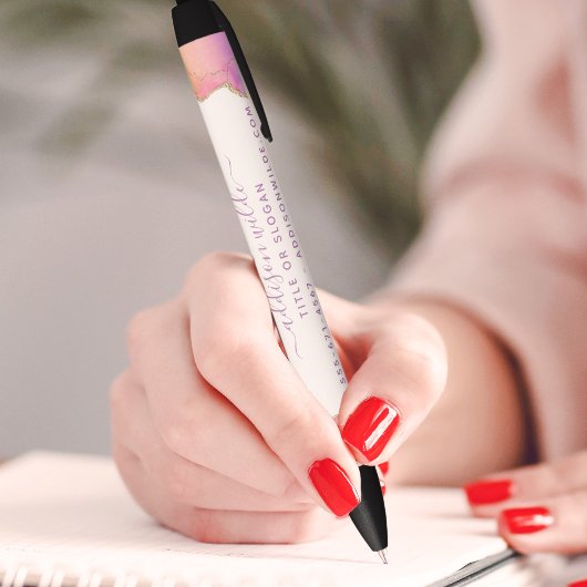 Rainbow and Gold Watercolor Agate Business Kugelschreiber