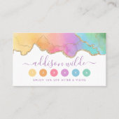 Rainbow and Gold Watercolor Agate Loyalty Card Treuekarte (Vorderseite)