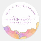 Rainbow and Gold Watercolor Agate Vielen Dank Runder Aufkleber (Vorderseite)