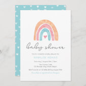 Rainbow and heart Baby Shower Einladung (Vorne/Hinten)