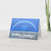 Rainbow and Heart Over Ocean Birthday Card Karte (Vorderseite)