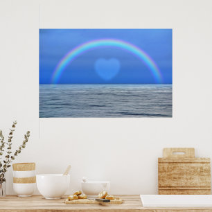 Rainbow and Heart Over Ocean Poster Art