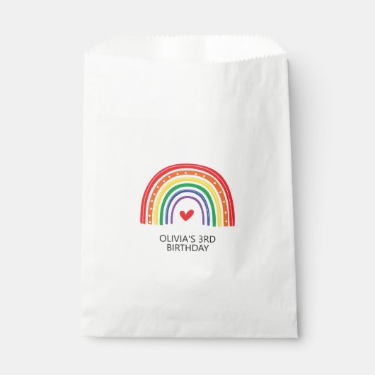 Rainbow and Hearts Birthday Party Fevor Bags Geschenktütchen (Vorderseite)