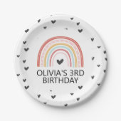 Rainbow and Hearts Birthday Party Teller (Vorderseite)