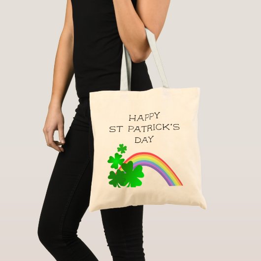 Rainbow and Kleeblatts Happy St Patrick's Day Tragetasche (Vorderseite (Produkt))