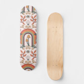 Rainbow and Mushrooms Art Noveau Pattern Skateboard (Vorderseite)