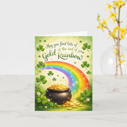 Rainbow and Pot of Gold St. Patrick's Day Card Karte (Gelbe Blume)