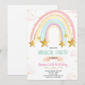 Rainbow and star birthday invite einladung (Vorne/Hinten)