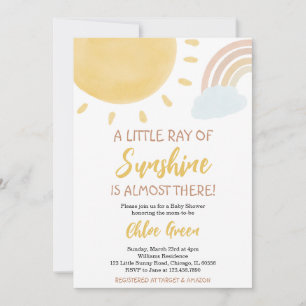 Rainbow and Sunshine Baby Shower Einladung