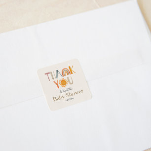 Rainbow and Sunshine Vielen Dank Baby Dusche Quadratischer Aufkleber