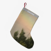 Rainbow and Trees Custom Strumpf Kleiner Weihnachtsstrumpf (Vorderansicht (hängend))