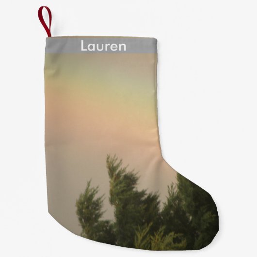 Rainbow and Trees Custom Strumpf Kleiner Weihnachtsstrumpf (Vorderseite)