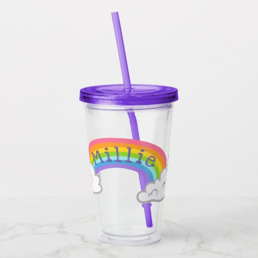 Rainbow and Unicorns Design Acrylic Tumbler Acryltrinkbecher (Links)