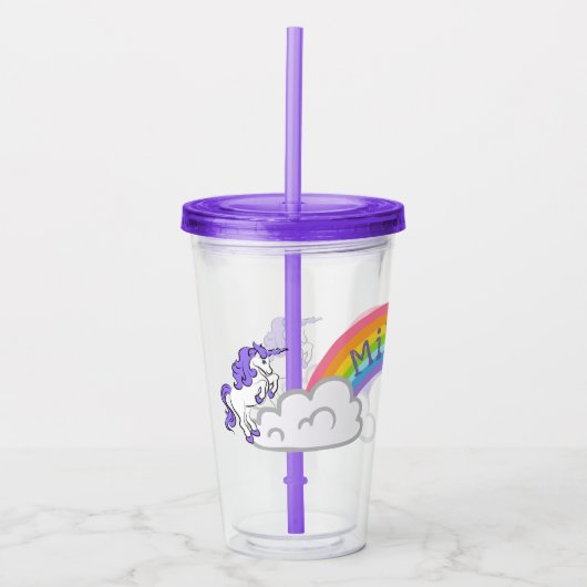 Rainbow and Unicorns Design Acrylic Tumbler Acryltrinkbecher (Vorderseite)