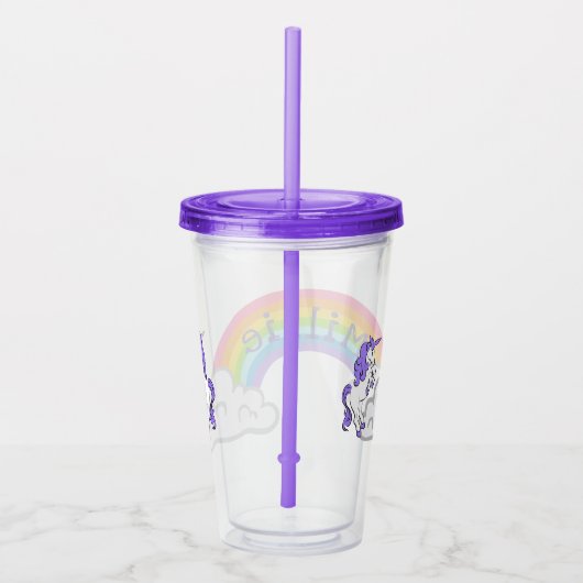 Rainbow and Unicorns Design Acrylic Tumbler Acryltrinkbecher (Rechts)