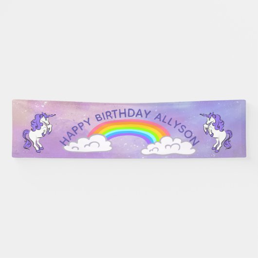 Rainbow and Unicorns Design Party Banner (Horizontal)