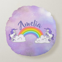 Rainbow and Unicorns Design Rundkissen Rundes Kissen