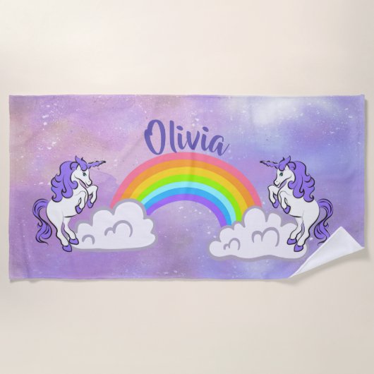Rainbow and Unicorns Design Strandtuch (Vorderseite)