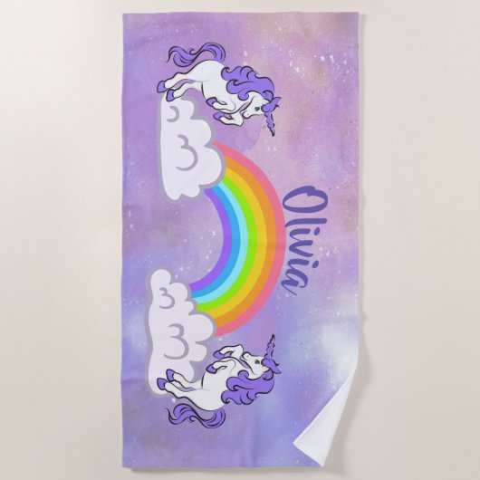 Rainbow and Unicorns Design Strandtuch (Vorderseite)