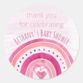 Rainbow and Watercolor Wash Pink Vielen Dank Runder Aufkleber (Vorderseite)