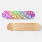 Rainbow and White Butterfly Motif Pattern Skateboard (Horizontal)