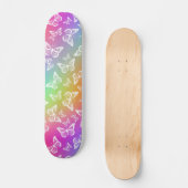 Rainbow and White Butterfly Motif Pattern Skateboard (Vorderseite)