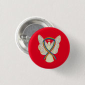 Rainbow Angel Awareness Ribbon Custom Art Buttone Button (Vorne & Hinten)