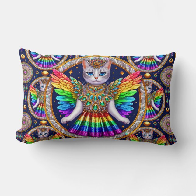 Rainbow Angel Cat Lendenkissen (Vorderseite)