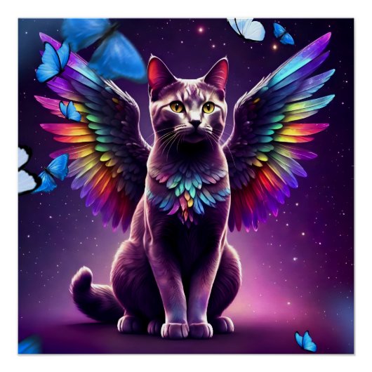 Rainbow Angel Cat Poster (Vorderseite)