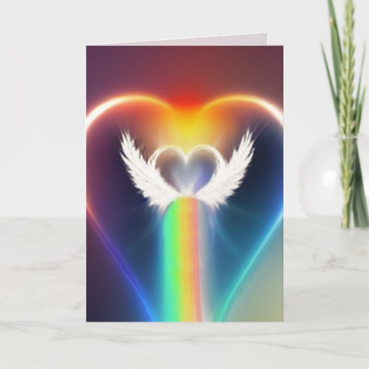 Rainbow Angel Herzgrüßkarte Karte (Vorderseite)