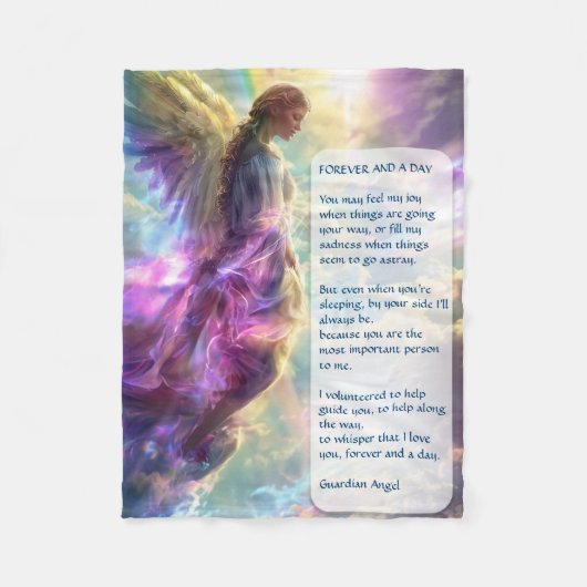 Rainbow Angel und Gedicht Fleecedecke (Vorderseite)
