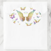 Rainbow Angel Wings and Halos Ovaler Aufkleber (Tasche)